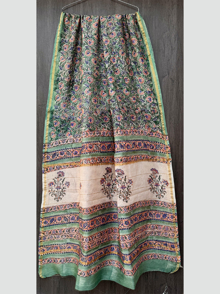 Sea Green Kalamkari Chanderi Silk Saree