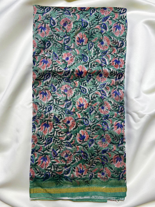 Sea Green Kalamkari Chanderi Silk Saree