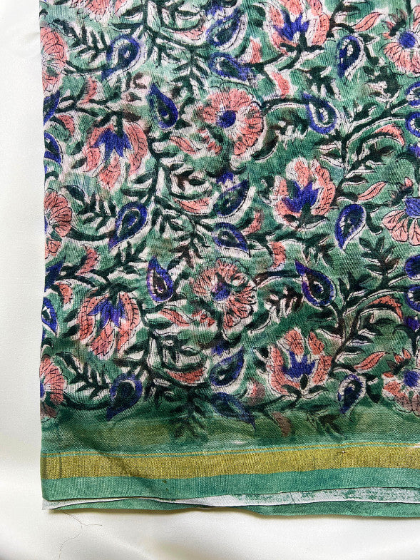Sea Green Kalamkari Chanderi Silk Saree