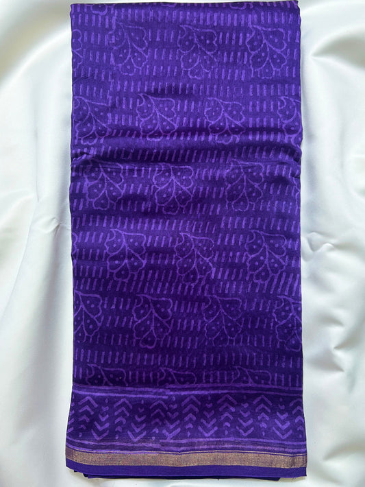 Purple Sanganeri Chanderi Silk Saree