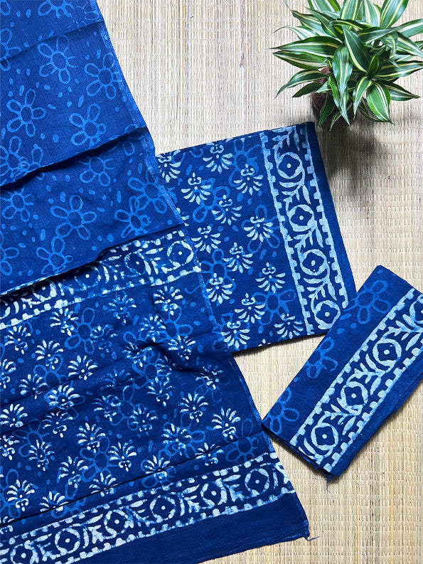 Indigo Motifs Ajrak 3 Piece Cotton Set