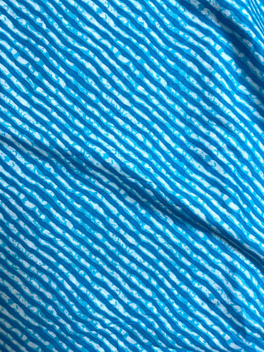 Blue Leheriya Stripes Cotton Fabric