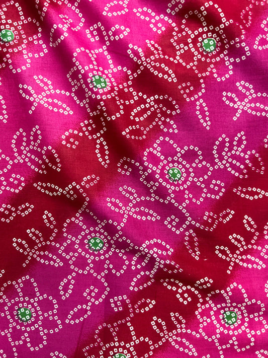 Magenta Bandhani Traditional Cotton Fabric