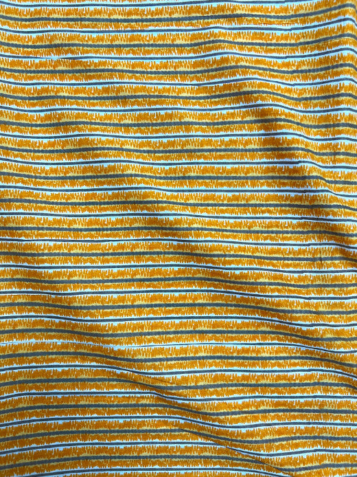 Yellow Leheriya Stripes Cotton Fabric