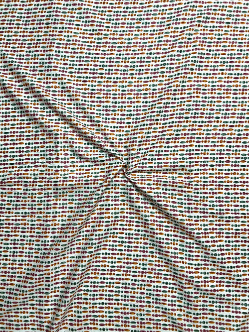 White Multicolor Dabu Butti Cotton Fabric
