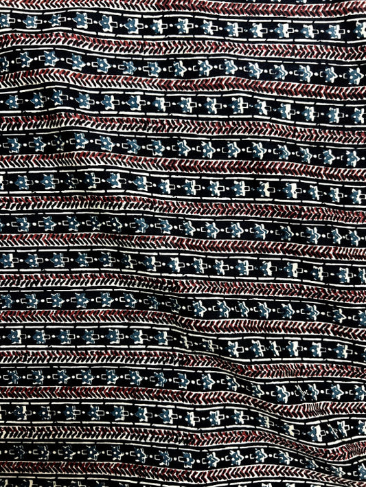 Black Ajrak Traditional Cotton Fabric