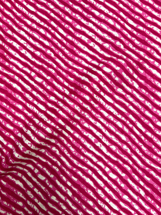 Magenta Leheriya Stripes Cotton Fabric