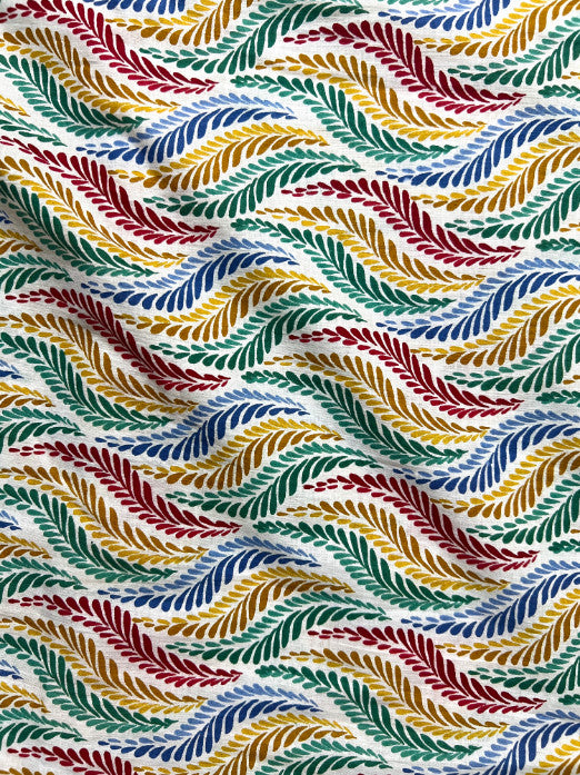 Green Multicolor Leheriya Leaf Cotton Fabric