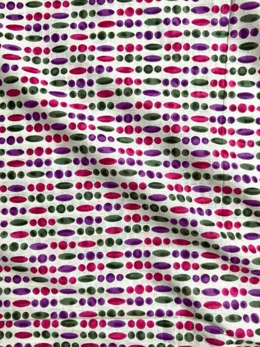 White Multicolor Dabu Butti Cotton Fabric