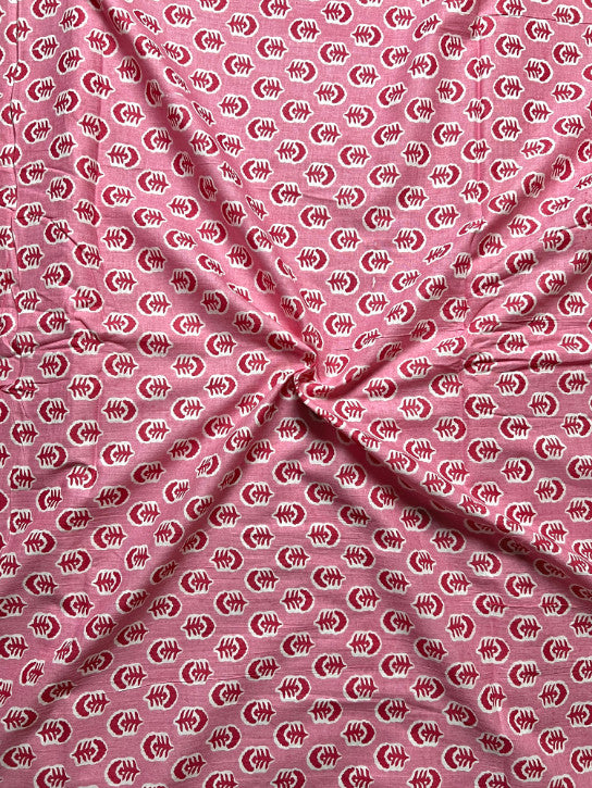 Pink Dabu Butti Cotton Fabric