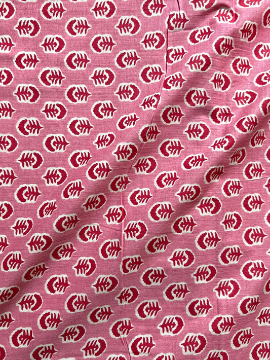 Pink Dabu Butti Cotton Fabric