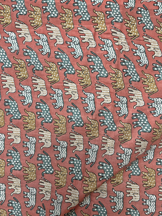 Rust Brown Ajrak Traditional Motifs Cotton Fabric