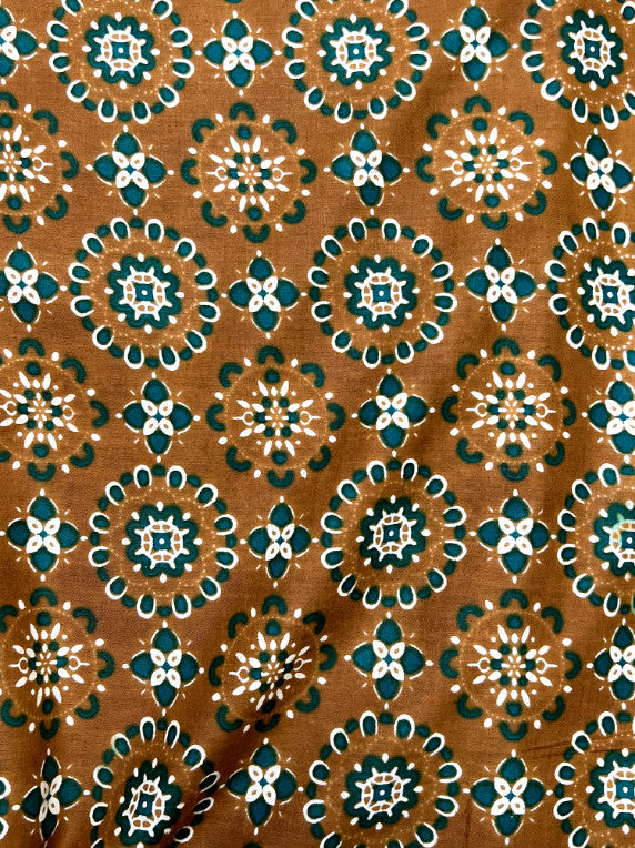 Mustard Ajrak Mughal Wall Cotton Fabric