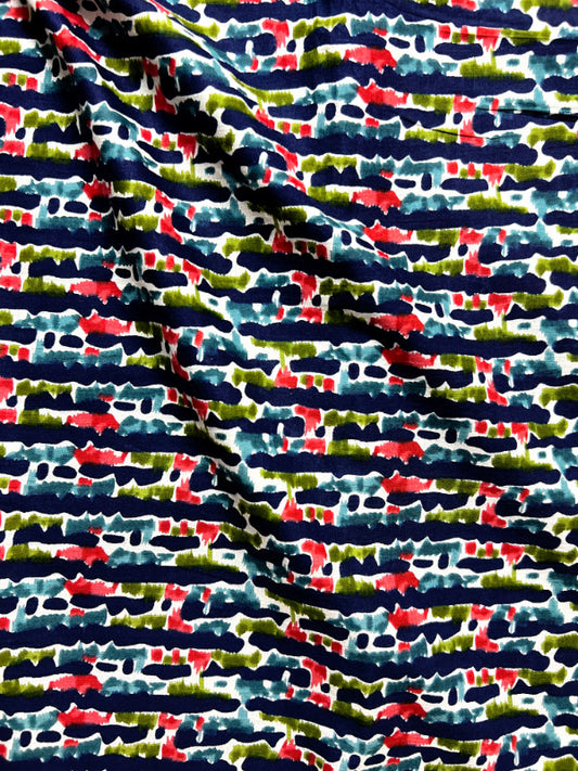 Blue Leheriya Abstract Cotton Fabric