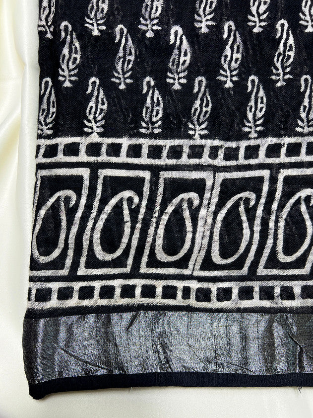 Black Kairi Jaal Linen Saree