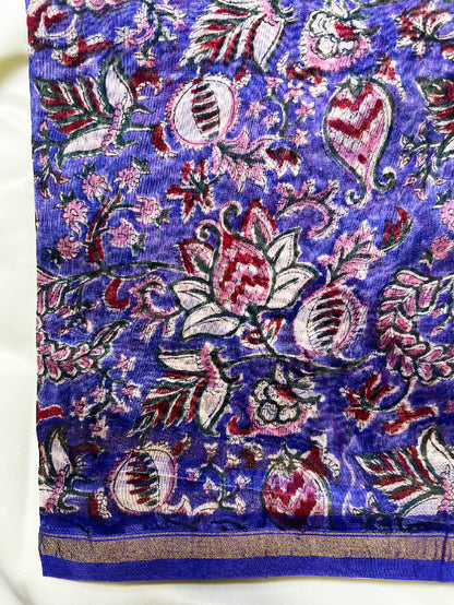 Purple Kalamkari Chanderi Silk Saree