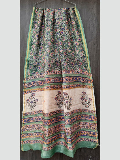Sea Green Kalamkari Chanderi Silk Saree