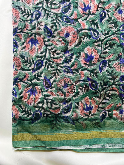 Sea Green Kalamkari Chanderi Silk Saree