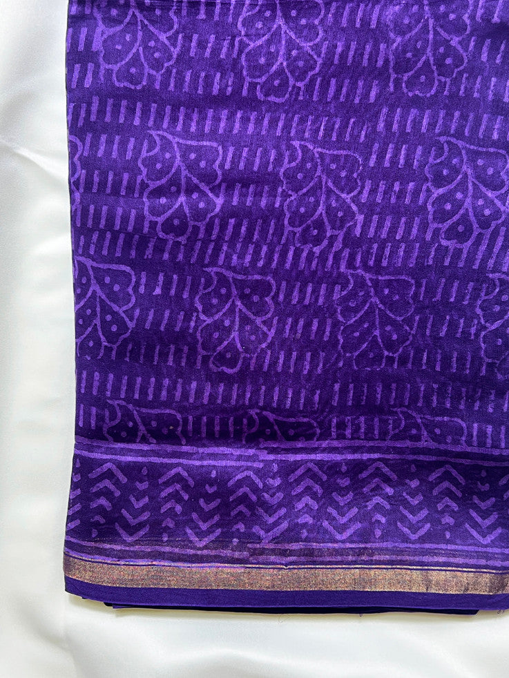 Purple Sanganeri Chanderi Silk Saree