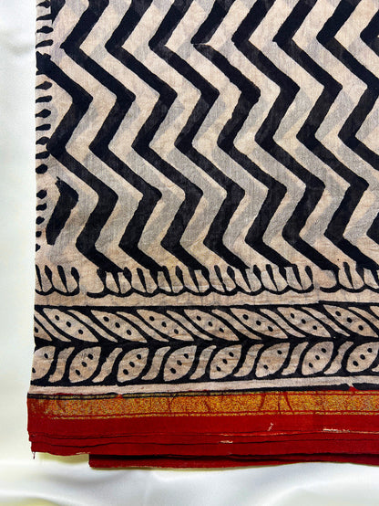 Beige Leheriya Dabu Chanderi Silk Saree