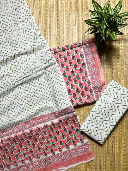 Pink Butti Dabu 3 Piece Cotton Set