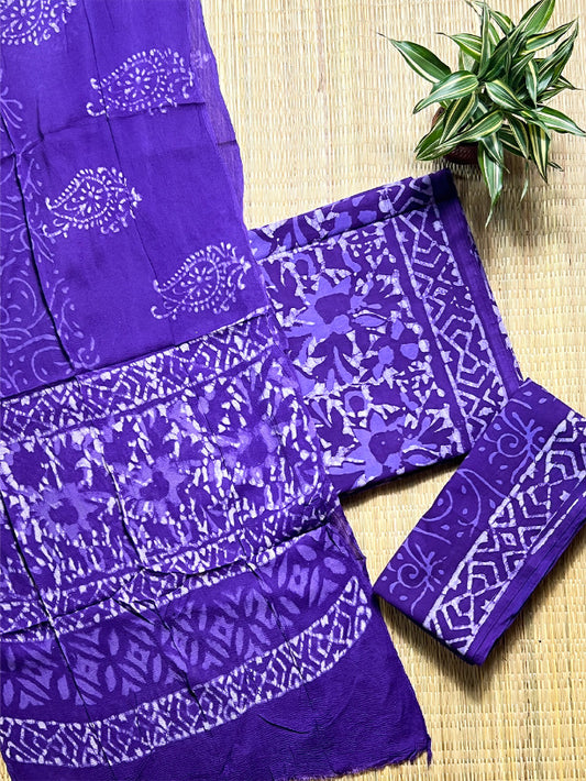 Puple Jaal Batik 3 Piece Chiffon Set