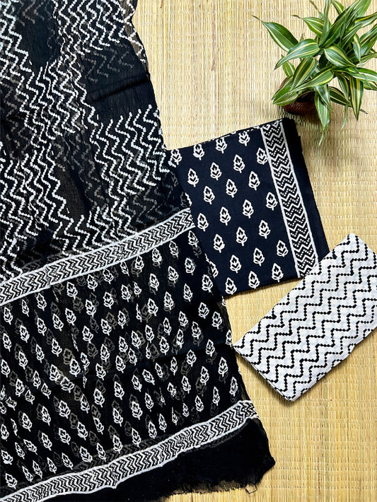 Black Butti Dabu 3 Piece Chiffon Set