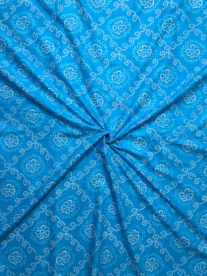 Blue Bandhani Traditional Cotton Fabric