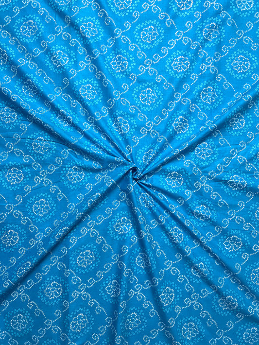 Blue Bandhani Traditional Cotton Fabric