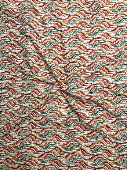 Orange Multicolor Leheriya Leaf Cotton Fabric
