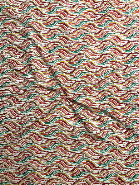 Orange Multicolor Leheriya Leaf Cotton Fabric