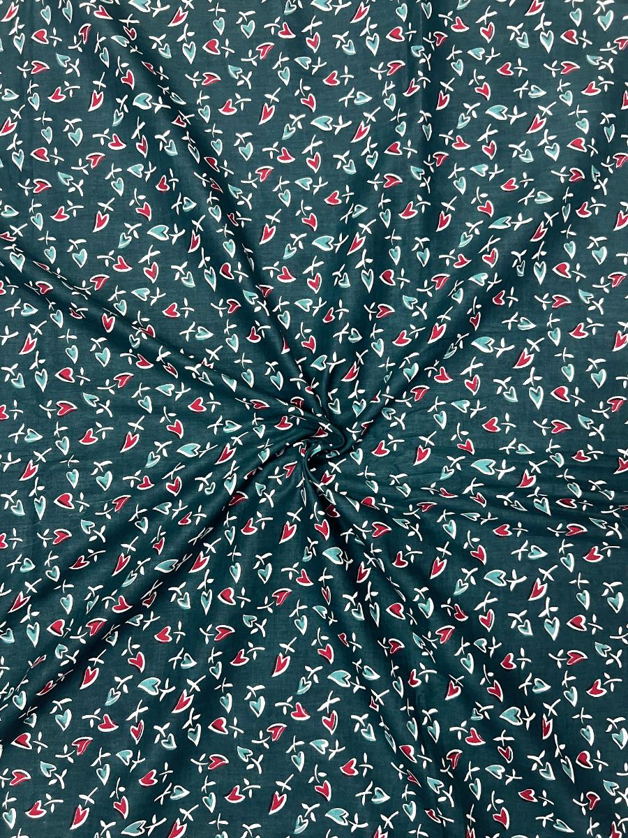 Blue Sanganeri Leaf Butti Cotton Fabric