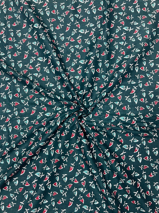 Blue Sanganeri Leaf Butti Cotton Fabric