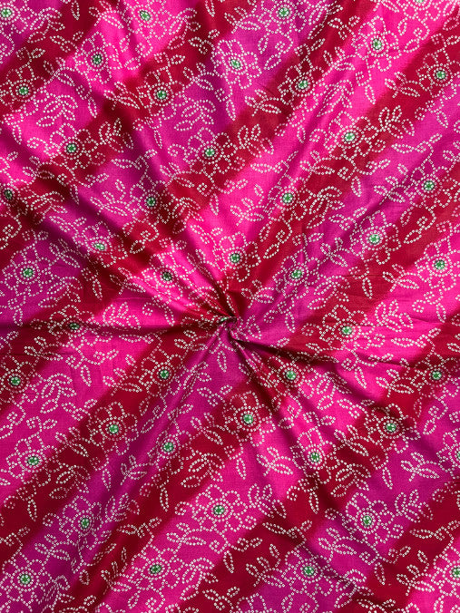 Magenta Bandhani Traditional Cotton Fabric