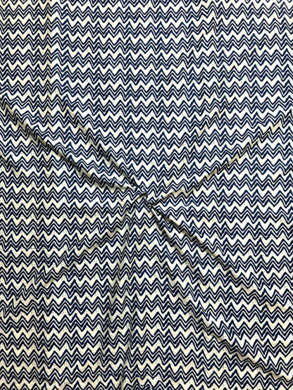 Indigo Leheriya Zig Zag Cotton Fabric