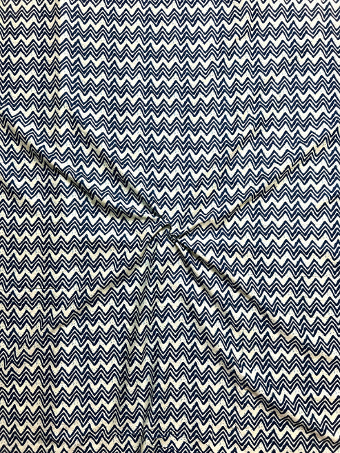 Indigo Leheriya Zig Zag Cotton Fabric