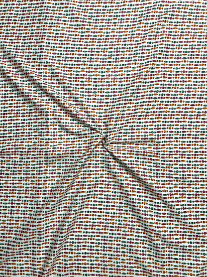 White Multicolor Dabu Butti Cotton Fabric