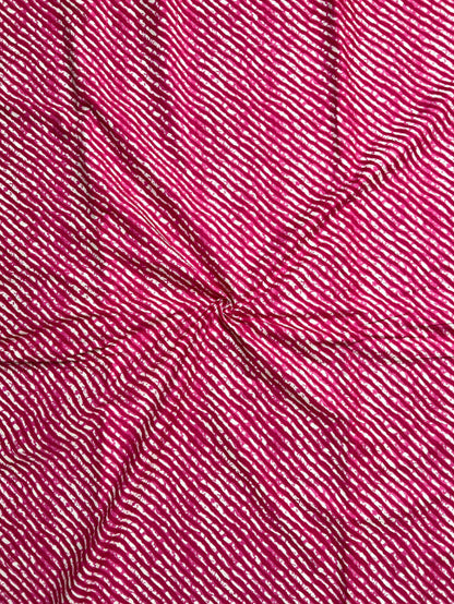 Magenta Leheriya Stripes Cotton Fabric