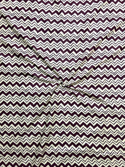 Maroon Leheriya Zig Zag Cotton Fabric