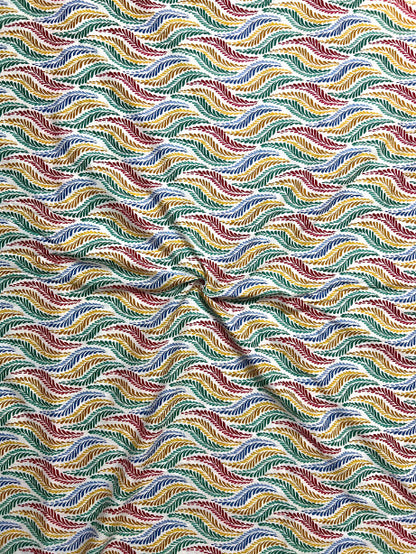 Green Multicolor Leheriya Leaf Cotton Fabric