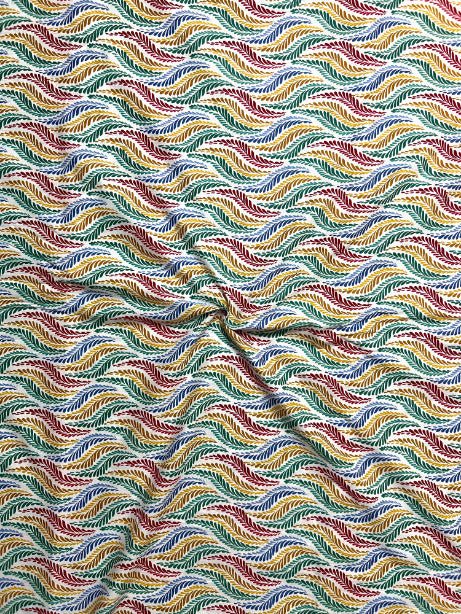 Green Multicolor Leheriya Leaf Cotton Fabric