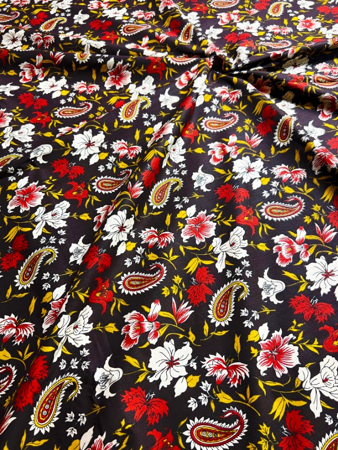 Brown Kalamkari Kairi Jaal Cotton Fabric