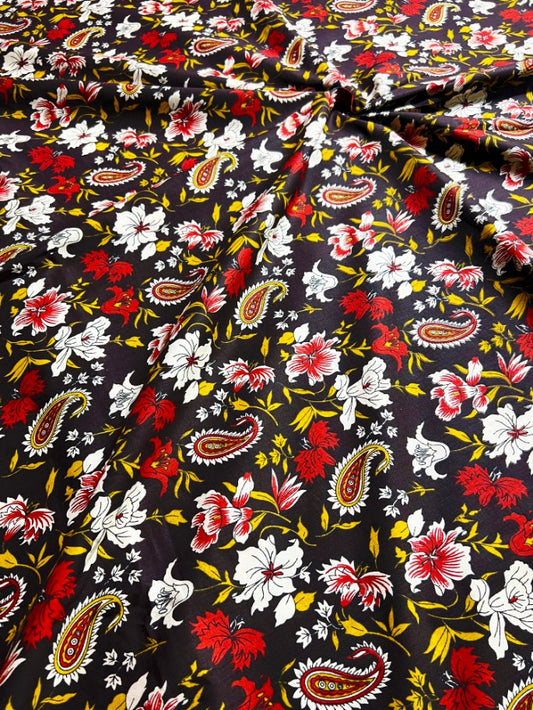 Brown Kalamkari Kairi Jaal Cotton Fabric