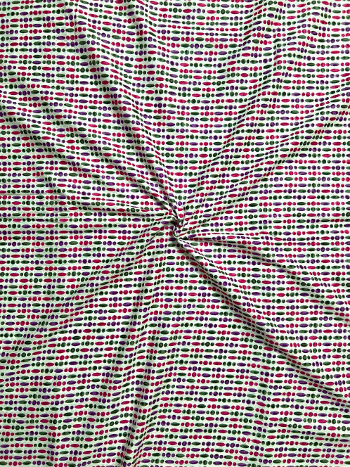 White Multicolor Dabu Butti Cotton Fabric
