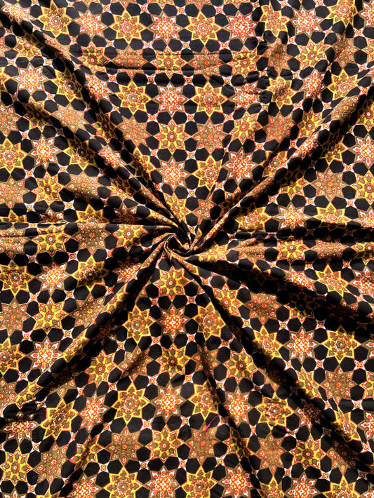 Black Star Jaal Cotton Fabric