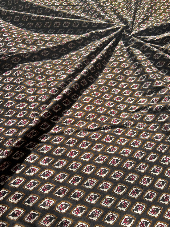 Brown Dabu Mughal Pattern Cotton Fabric
