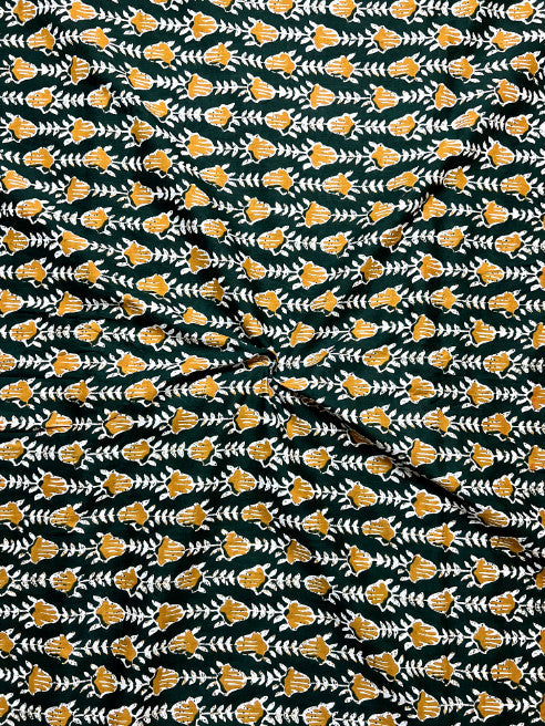 Green Ajrak Leaf Cotton Fabric