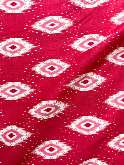 Pink Ajrak Motifs Cotton Fabric