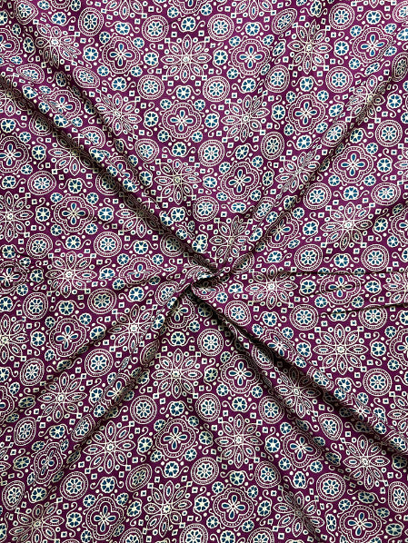 Purple Ajrak Mughal Wall Cotton Fabric