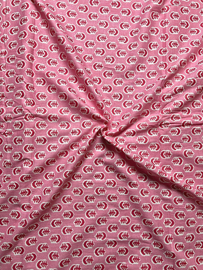 Pink Dabu Butti Cotton Fabric